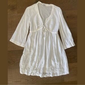 diane von furstenberg white linen embroidered sheer dress